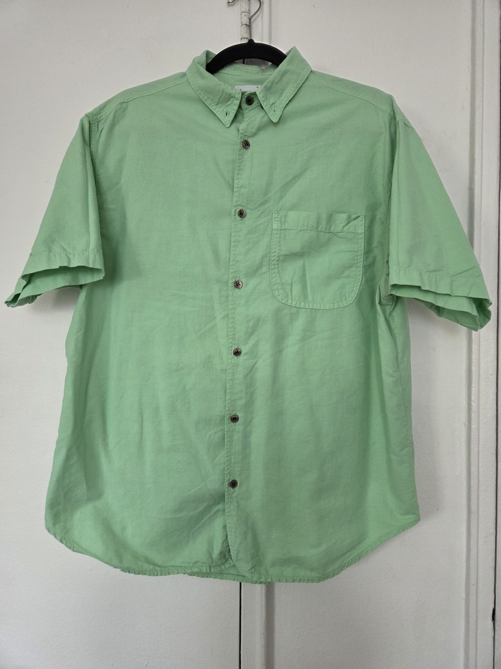 Men's Short-Sleeve Button-Down Shirt in Light Green